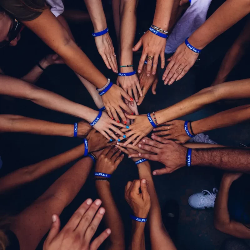 Hands in team setting